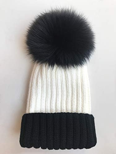 Kış örgü Bere şapka ile Gerçek Tilki Kürk Pom Pom Tıknaz Kar Kap Kadın Kızlar için