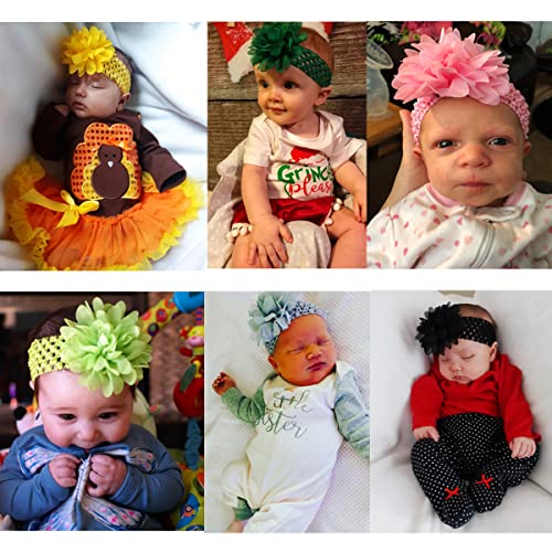 WillingTee 30 pcs Bebek Kız Bantlar Şifon Çiçek Yumuşak Sıkı Saç Bandı saç aksesuarları için Bebek Kız Yenidoğan Bebekler Toddlers
