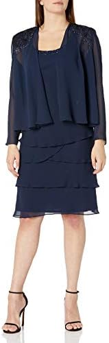 S. L. Fashions Kadın Süslemeli Katmanlı Ceket Elbise (Minyon ve Düzenli)