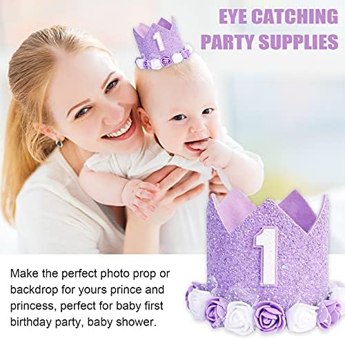 1st Doğum Günü Taç Şapka Kap için Erkek Bebek Kız, Numarası 1 BİR Prens Prenses Taç için Bebek İlk Doğum Günü Partisi Duş
