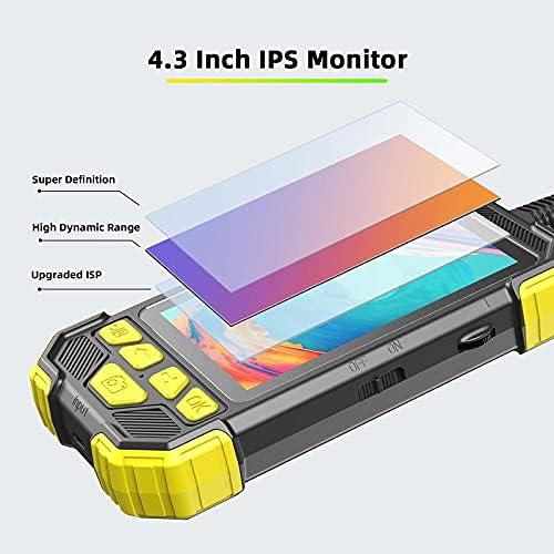 CAOMING Y19 4.3 inç IPS Renkli LCD Ekranlı 8mm Tek Lensli El Tipi Sert Telli Endoskop, Kablo Uzunluğu:10m (Sarı Renk)