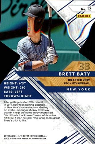 2019 Elite Ekstra Baskı EEE Durumu Kalıp Kesim Kravat Boya 12 Brett Baty SER25 New York Mets Resmi Üniversite Lisanslı Panini