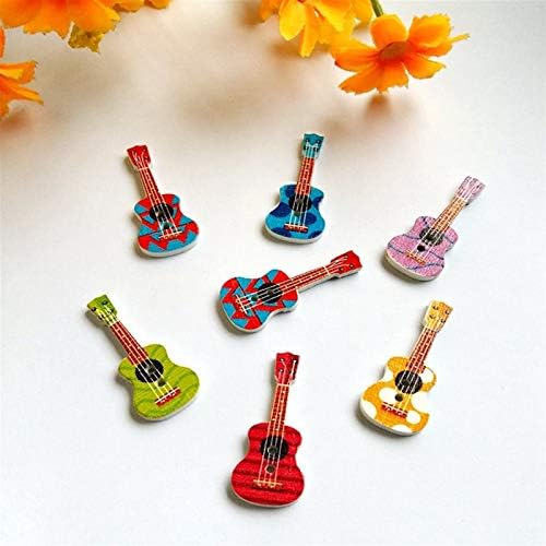 JZYZSNLB Düğmeler 50 adet / grup Ev Gitar Desen Dikiş Düğmeleri 2 Delik Ahşap Düğme Dikiş Aksesuarları Dekoratif Düğmeler Scrapbooking
