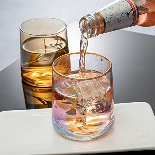 Cosıma Bulut Viski Bardakları Bardak altlığı ile 4 Set Kayalar Yanardöner Bardaklar Altın Kokteyl Drinkware Rom Scotch Bourbon
