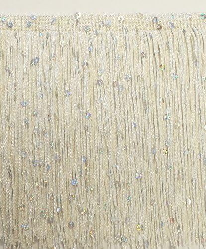DÉCOPRO 6 İnç Chainette Pullu Fringe Trim, CFS06 renk: Fildişi (Kapalı Beyaz) - OW, Bahçesinde tarafından Satılan