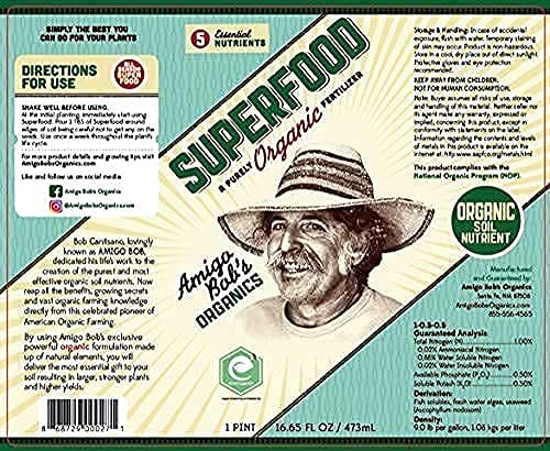 Amigo Bob's Organics 16 Ons Superfood Organik Gübre Konsantresi 5-in-1 Toprak Değişikliği-Yosun Tatlı Su Yosunu ve Herhangi Bir