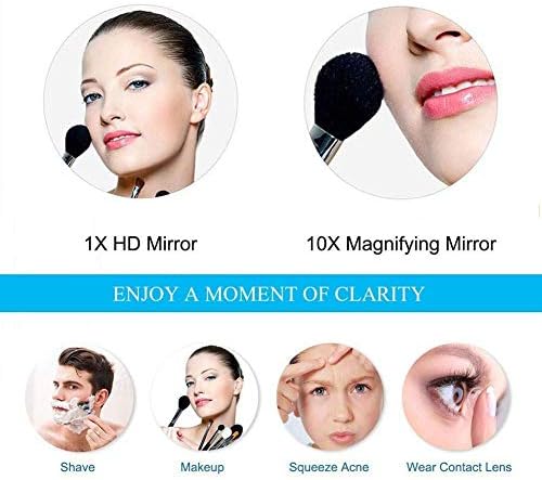 Nhlzj Temiz ve Parlak Makyaj Aynası 10X Büyüteç Kozmetik Ayna 360° Döner Uzatılabilir İki Taraflı Makyaj Aynası Banyo için