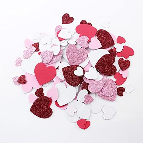 5 Paket (300 Adet) sevgililer Günü Köpük Kalp Çıkartmalar Glitter Bezemeler Parti Süslemeleri için Parti Okul Dekorasyon Düğün