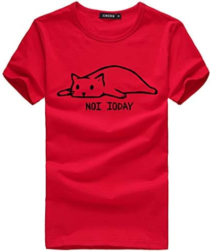 Kadınlar için kısa Kollu Tee Bluz, Amiley Kadınlar Sevimli Kedi Baskılı Kısa Kollu Bluz Mektup Crewneck T Gömlek Kızlar Casual