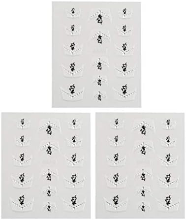 EuısdanAA 3 Takım Çim Desen Fransız Tarzı Nail Art Sticker Çıkartmaları Çivi Lehçe Manikür İpuçları Sahte Rhinestone Dekorasyon