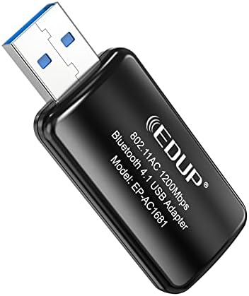 EDUP USB WiFi Bluetooth Adaptörü, 1200 Mbps Dual Band 2.4 Ghz / 5 GHz, USB 3.0 WiFi ve Bluetooth Alıcısı Verici 2 in 1 Bulit-Anten