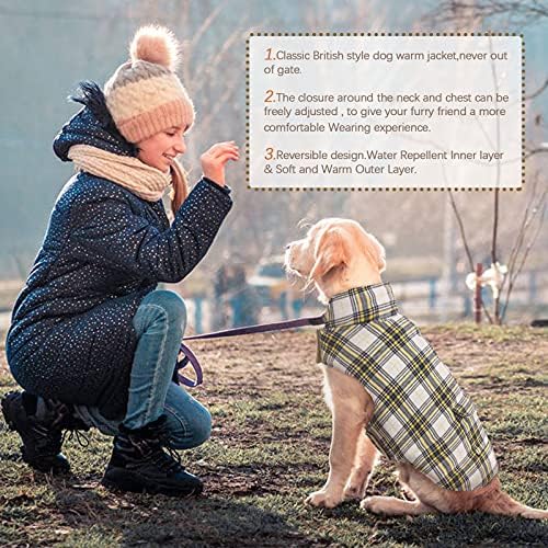Kuoser Köpek Kış Ceket, su geçirmez Köpek Ceket İngiliz Tarzı Ekose evcil hayvan yeleği Soğuk Hava için Geri Dönüşümlü Köpek