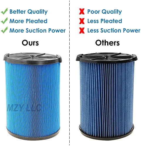 2 Paket VF5000 yedek filtre için Rıdgıd için Dükkanı Vac 6-20 galon ıslak kuru Vacuums, 3 katmanlı pilili vakum filtre için Uygun