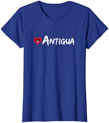 Kadın Aşk Antigua Kalp Ülke Bayrağı Hatıra Hediye T-Shirt