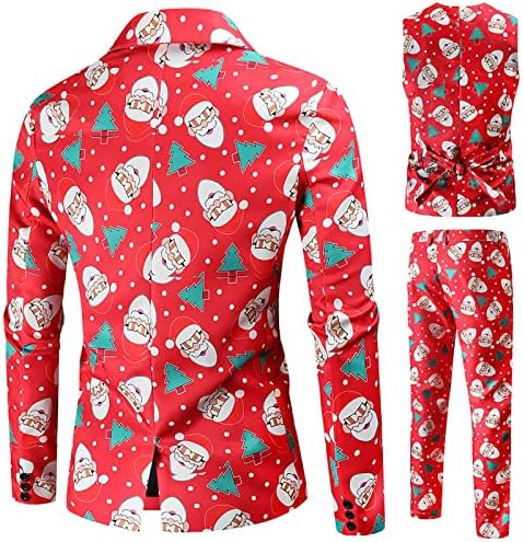 Takım elbise erkek Blazers 3 Parça Takım Elbise Slim Fit Bir Düğme Noel Kar Tanesi Baskı JacketParty Düğün Smokin Smokin ve Pantolon