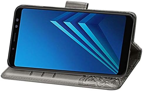 Samsung Galaxy A8 2018 Kılıf, SATURCASE Kelebek Kabartma PU Deri Flip Mıknatıs Cüzdan Standı Kart Yuvaları Koruyucu Kılıf Kapak