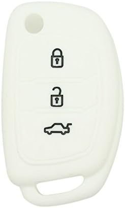 SEGADEN Silikon Kapak Koruyucu Kılıf Tutucu Cilt Ceket ıle Uyumlu HYUNDAİ 3 Düğme Çevirme Uzaktan Anahtar Fob CV9102 Beyaz