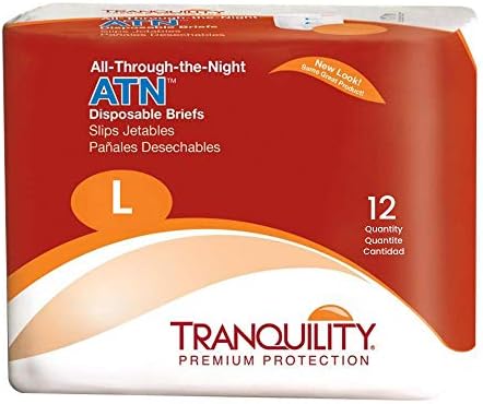 Tranquility ATN Gece Boyu Korumalı Tek Kullanımlık Yetişkin Külotları, L (45 -58) - 72 ct (6'lı Paket)