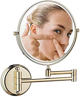 Nhlzj Temiz ve Parlak Banyo Aynası, 3 / 5X Büyütme, Uzatılabilir Kol, Yuvarlak, Işıksız, Banyo için Çift Taraflı Döner Makyaj