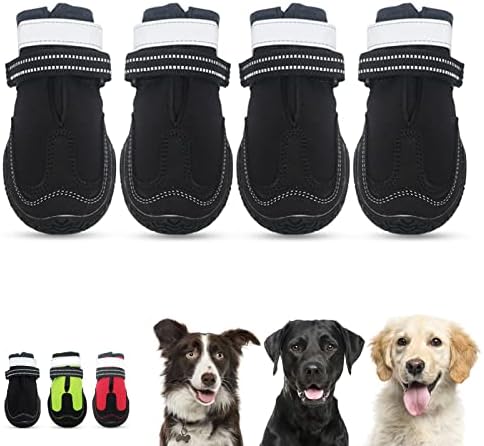 MORVİGİVE Yansıtıcı Açık Köpek Ayakkabı için Tüm Mevsim, sıcak Polar Köpek Çizmeleri Paw Koruyucu ile Skid Geçirmez Sole & Çift