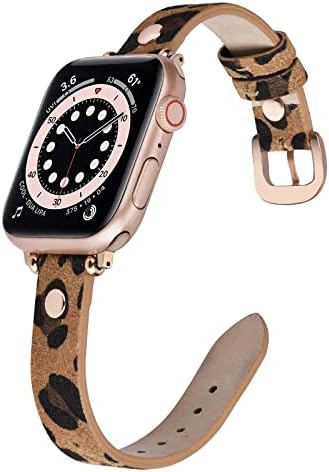 Apple watch Deri Bant 44mm, QİNGQİNG Deri ile Uyumlu Apple Kayış 45mm 42mm, İnce ve İnce Hakiki Deri iPhone saat kayışı Kadın
