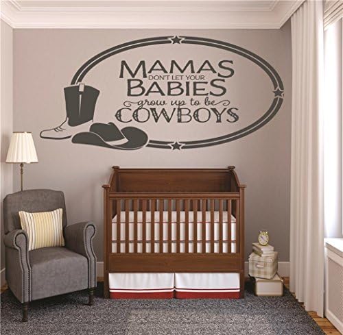 Vinil Duvar Çıkartması Sticker: Mamas İzin Vermeyin Bebekler Olmak Büyümek Kovboylar Batı Şapka Çizmeler Bebek Yenidoğan Oğlu
