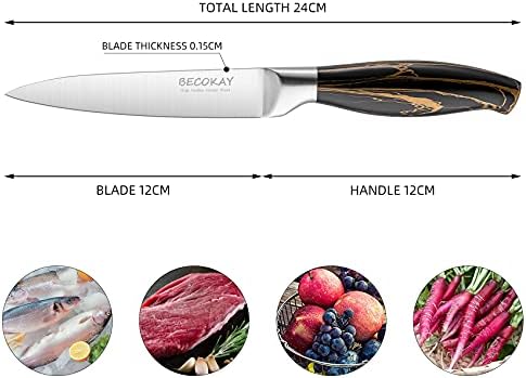 Mutfak Maket Bıçağı-Kılıflı 5 inç Küçük Bıçak-Keskin Yüksek Karbonlu Alman Paslanmaz Çelik Kesme Gravür Bıçağı-Et, Meyve Soyma
