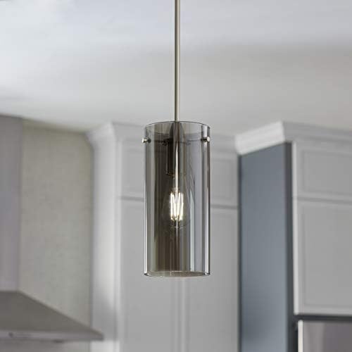Linea Modern fırçalanmış nikel kolye ışık-orta cilalı duman cam Effimero kolye ayarlanabilir asılı aydınlatma armatürü için Mutfak