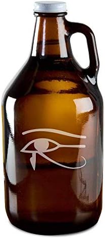 Horus'un Gözü El Yapımı Kazınmış Cam Bira Growler 64 oz