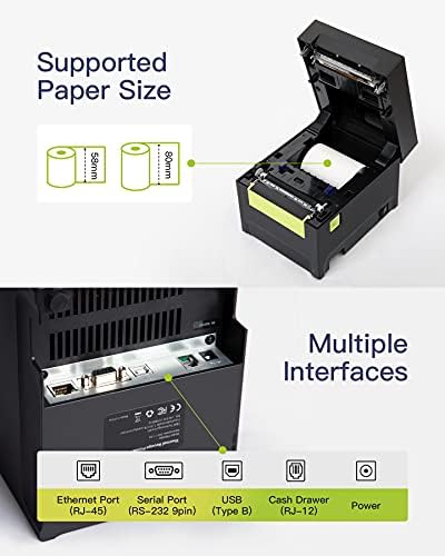 Officelab Makbuz Yazıcısı,3 ' 1/8 58mm ve 80mm Doğrudan Termal Yazıcı, USB Seri Ethernet ESC / POS Desteği, PR02002