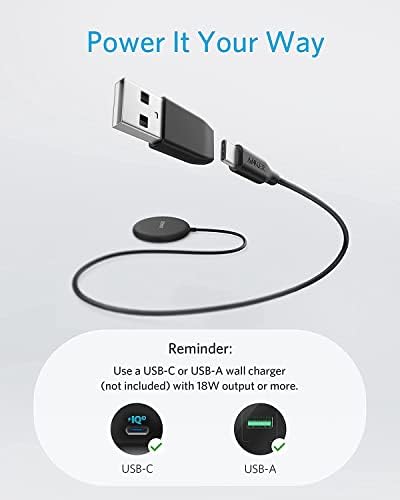 Anker Manyetik Kablosuz Şarj Cihazı, Ayrılabilir USB-A Konektörlü 5ft USB-C Kablosu, PowerWave Manyetik Ped Sadece iPhone 13/13