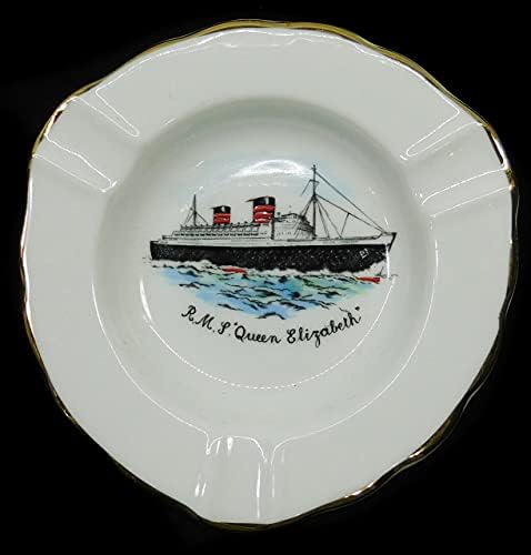 Vintage Salisbury Kraliçe Elizabeth Cunard Hatları Okyanus Gemisi Yolcu Gemisi Küllük
