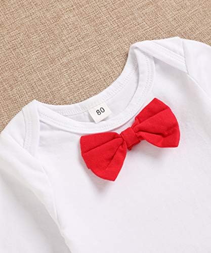 TUEMOS Yenidoğan Bebek Erkek Bebek Sevgililer Giysileri Benim 1st Sevgililer Günü Kıyafetler papyon Romper + Ceket + Kalp Pantolon
