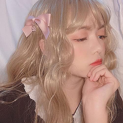 WeDaı Mizaç Tatlı Ay Şekli Kore Bez Kız Lolita saç tokası Yay Saç Tokası Kiraz Çiçekleri Saç Aksesuarları (Sağ, Pembe)
