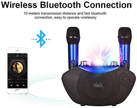 WDBBY kablosuz mikrofon Bluetooth hoparlör Açık Aile Stereo MİC ile LED flaş Neon ışık Oynarken müzik Aile KTV (Renk: Mavi)