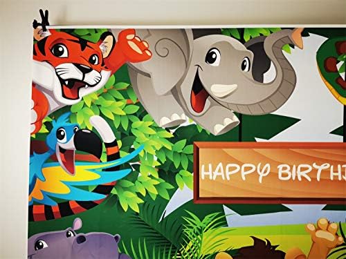 AOFOTO 5x3ft Karikatür Safari Hayvanlar Zemin Mutlu Doğum Günü Fotoğraf Arka Plan Fauna Orman Yaban Hayatı Hayvanat Bahçesi Temalı