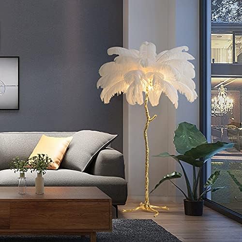 AKEFG İskandinav Devekuşu Tüyü zemin lamba standı ışık modern iç mekan aydınlatması Dekor ev zemin ışıkları, doğal devekuşu saç