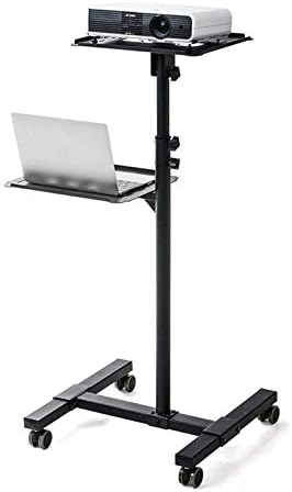 Projektör Ekran Braketi Mobil Projektör ve Dizüstü Bilgisayar Standı, Havalandırmalı Tepsi ile Haddeleme Arabası, Siyah Yüksekliği