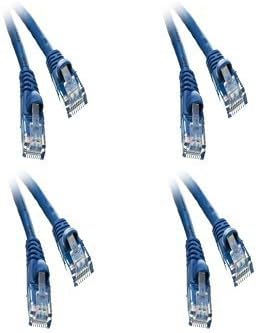 Cat5e Yüksek Hızlı LAN Ethernet Yama Kablosu, Takılmayan/Kalıplanmış Önyükleme, 5 Ayaklar, Mavi, 4 Paket