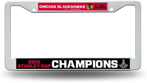 Chicago Blackhawks Resmi NHL 12 inç x 6 inç 2015 Stanley Kupası Şampiyonları Plastik Plaka Çerçevesi Rico Industries 887650