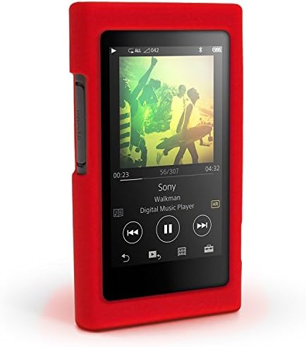iGadgitz U6413 Ekran Koruyuculu Silikon Kılıf Kapak Sony Walkman NW-A35, NW-A40 ve NW-A45 MP3 Çalarlarla Uyumlu-Kırmızı