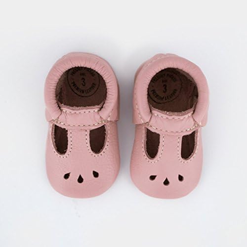 Taze Seçilmiş-Yumuşak Taban Deri Mary Jane Moccasins-Kız Bebek Ayakkabıları-Bebek Boyutları 1-5-Çoklu Renkler