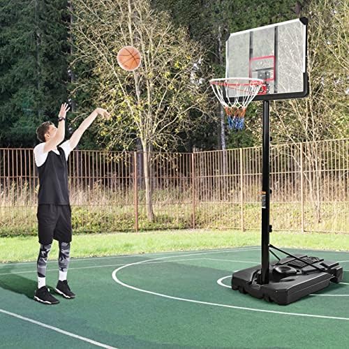 Fulocseny taşınabilir basketbol potası gol sistemi 6.6-10ft ayarlanabilir LED basketbol potası ışıkları, 44 inç Backboard kapalı