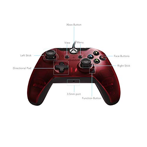 Xbox One, Xbox One X ve PC için PDP Oyun Kablolu Denetleyicisi-Crimson Red (Yenilendi)