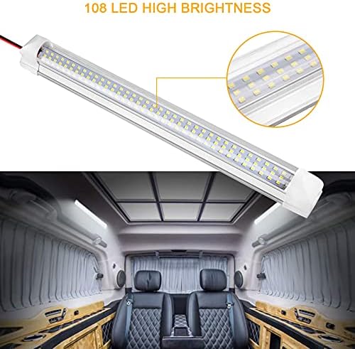 4 Paket 12 V 108 LEDs araç iç LED ışık Bar, RV iç ışık Süper parlak 8 W DC12V LED ışık şeridi ile ON/Off anahtarı için araç römorku