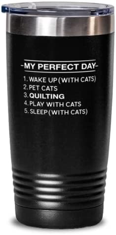 Mükemmel Günüm: Kediler, Kapitone, Kediler 20 oz Kapaklı Siyah İçecek Bardağı, Kedi Seven Yorganlar için, Onun için Bardak ve