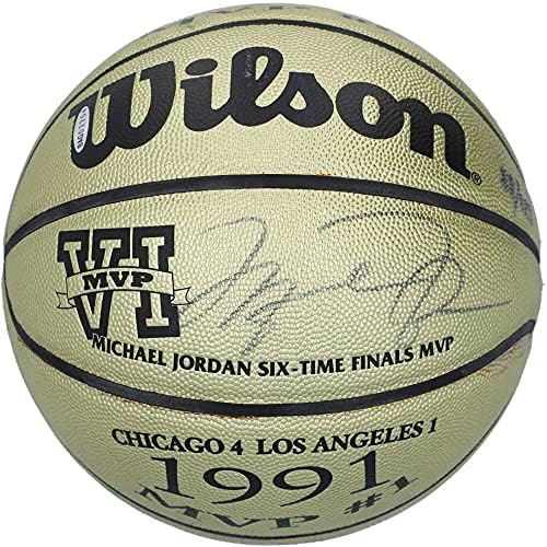 Michael Jordan Chicago Bulls İmzalı Altın Wilson 6x Finalleri MVP Logo Basketbol-123 Sınırlı Sayıda - Üst Güverte-İmzalı Basketbollar
