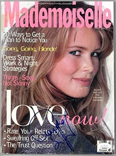 Claudia Schiffer imzalı Matmazel Tam Dergisi Mart 1994 kapak hasarı / virajları- EE60262 (etiketsiz) - JSA Sertifikalı-Film