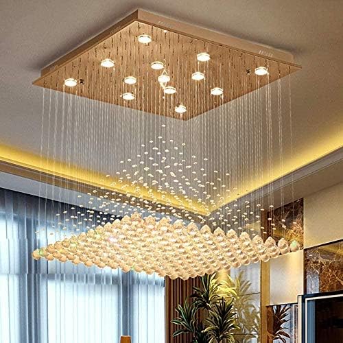 Dayanıklı asılı lamba 3 renk dim ışık kare kristal avize Modern LED tavan lambaları ev dekorasyon oturma odası yemek odası yatak