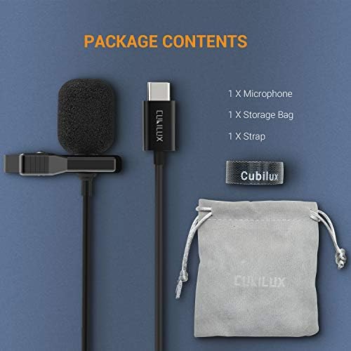 USB C Mikrofon, Cubilux Tip C Yaka Mikrofonu, Harici Yaka Klipsli Mikrofon 2021/2020 iPad Pro 11 12.9, iPad Air 4, iPad Mini